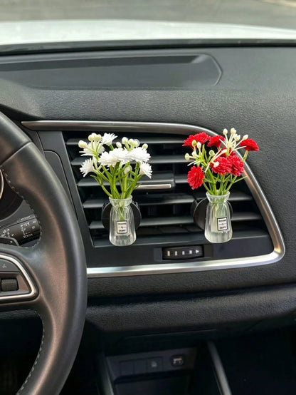 Multi-Color Mini Vase Daisy Car Air Vent Clip, Artificial Flower Car Air Conditioner Decor, Fresh Car Interior Accessory, Transparent Vase Artificial Flower Car Air Vent Decor Clip, Universal Car Air