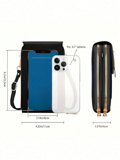Multi-Functional Women's Wallet, Touch Screen Phone Wallet, Mini Flip Cover Crossbody Bag, Fashion Wallet With Card Slots, Vertical Phone Pouch, Women's Phone Bag, Wallet, Christmas Gift, Thanksgiving