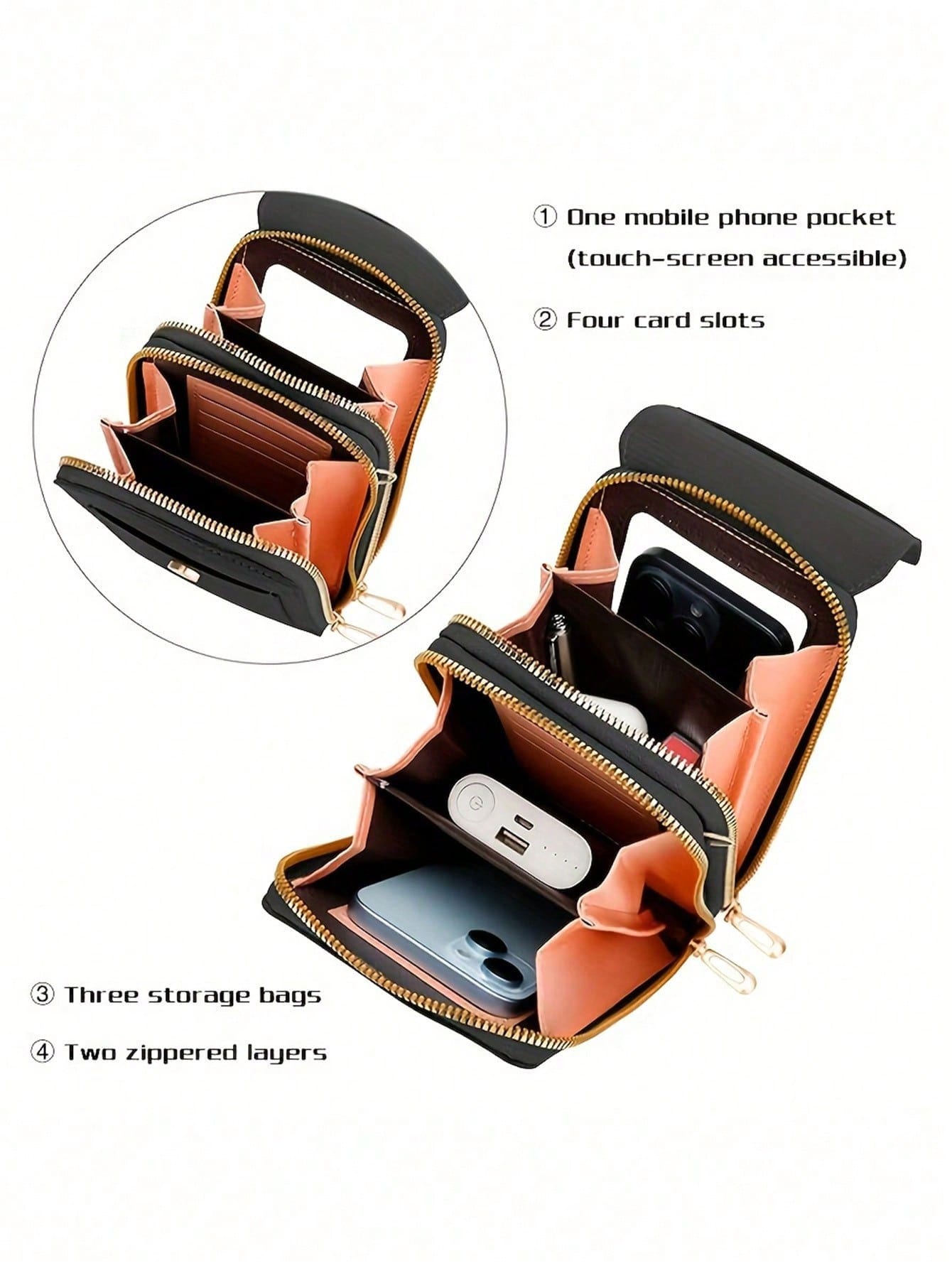 Multi-Functional Women's Wallet, Touch Screen Phone Wallet, Mini Flip Cover Crossbody Bag, Fashion Wallet With Card Slots, Vertical Phone Pouch, Women's Phone Bag, Wallet, Christmas Gift, Thanksgiving