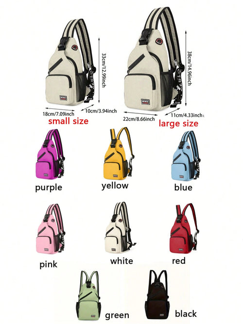 Multi-Pocket Shoulder Bag, Casual Nylon Crossbody Bag, Travel Hiking Daily Backpack With Zipper Strap, Essential For School
