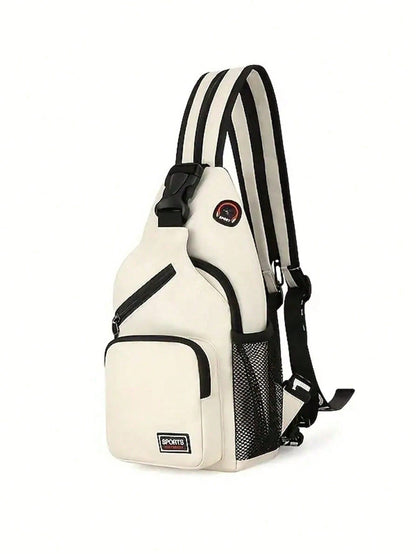 Multi-Pocket Shoulder Bag, Casual Nylon Crossbody Bag, Travel Hiking Daily Backpack With Zipper Strap, Essential For School