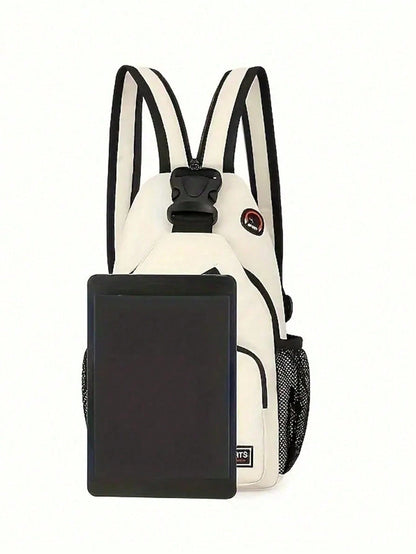 Multi-Pocket Shoulder Bag, Casual Nylon Crossbody Bag, Travel Hiking Daily Backpack With Zipper Strap, Essential For School