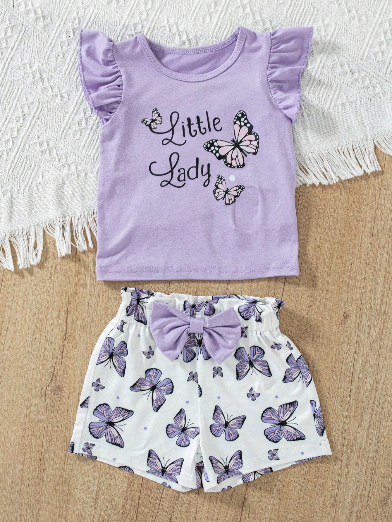 Multicolor Baby Girls Cute All Over Print Ruffle Short Sleeve Camisole And Shorts Set For Summer Play Graphic BirthdayOutfit Blossom Picnic Core