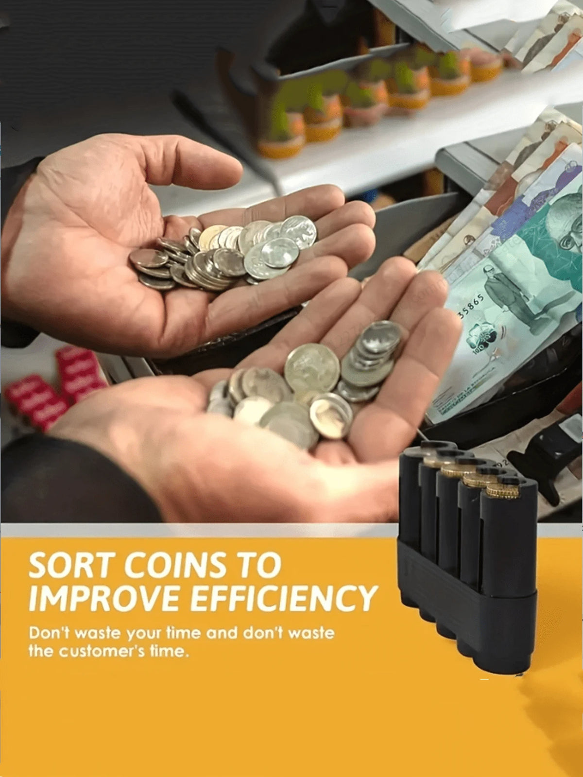 Multifunctional Black Plastic Coin Storage Box- 5 Compartment Euro Coin Storage Box With Coin Dispenser, Portable Euro Coin Box And Travel Coin Container| Suitable For Car, Home, Office And Travel C