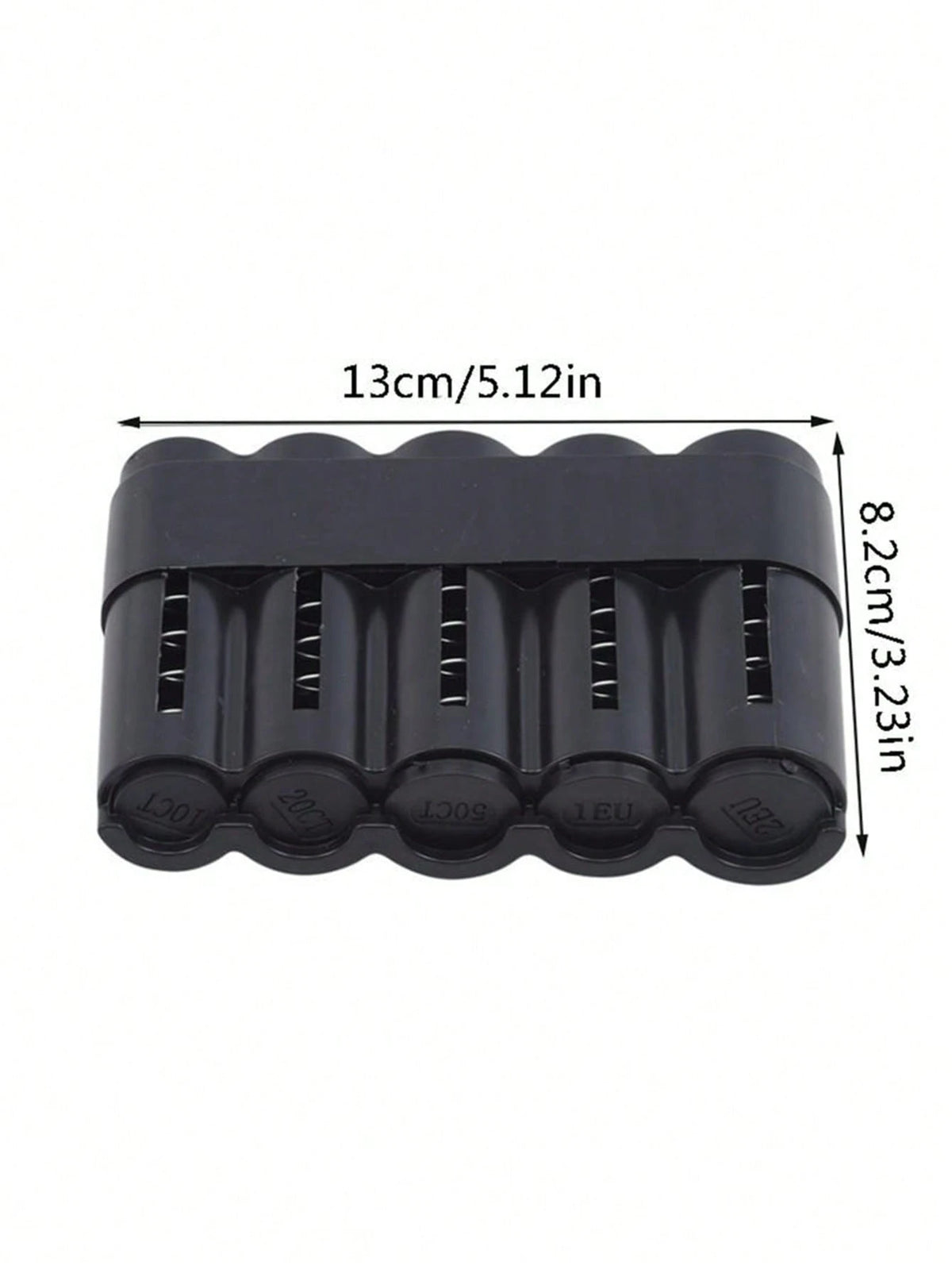 Multifunctional Black Plastic Coin Storage Box- 5 Compartment Euro Coin Storage Box With Coin Dispenser, Portable Euro Coin Box And Travel Coin Container| Suitable For Car, Home, Office And Travel C