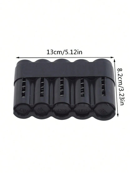 Multifunctional Black Plastic Coin Storage Box- 5 Compartment Euro Coin Storage Box With Coin Dispenser, Portable Euro Coin Box And Travel Coin Container| Suitable For Car, Home, Office And Travel C