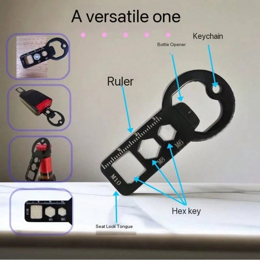 Multifunctional Car Lock Tongue Portable Bottle Opener Keychain Wrench Outdoor Convenient EDC Tool