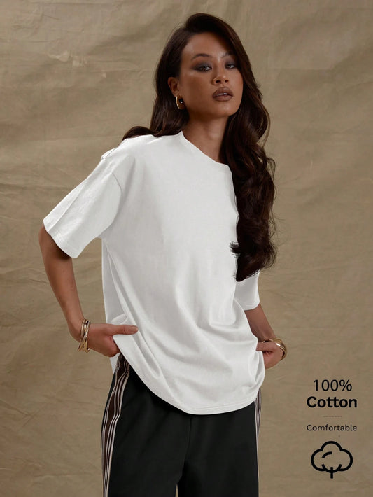 MUSERA Oversized Baggy Fit Crew Neck T-Shirt Casual Everyday Oversized Tee Airport Back To School,Elegant Spring Summer Holiday