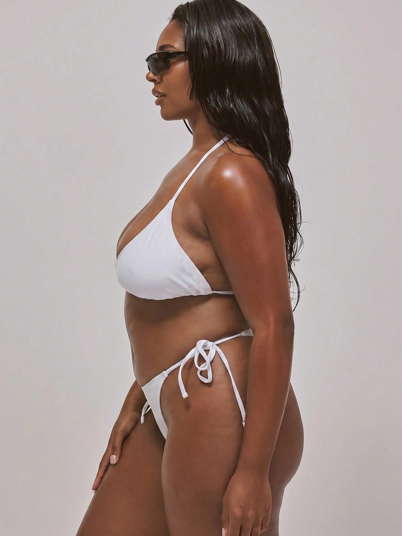 MUSERA Plus Size Thong Back Tie Side Bikini Bottoms Only Swim Vacation Holiday Summer Travel Beachwear Basics Resort Core