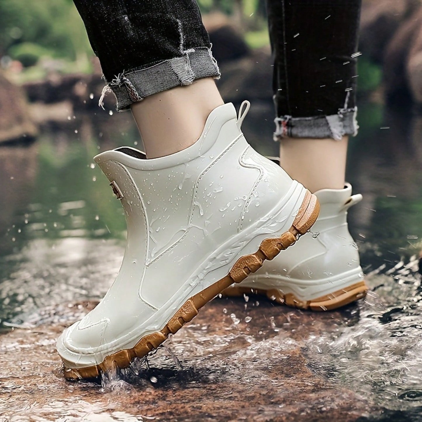 MUXLKINA Plus Size Unisex Rain Boots| Couple Short Anti-Slip Work Shoes For Fishing & Car Wash. All-Season.
