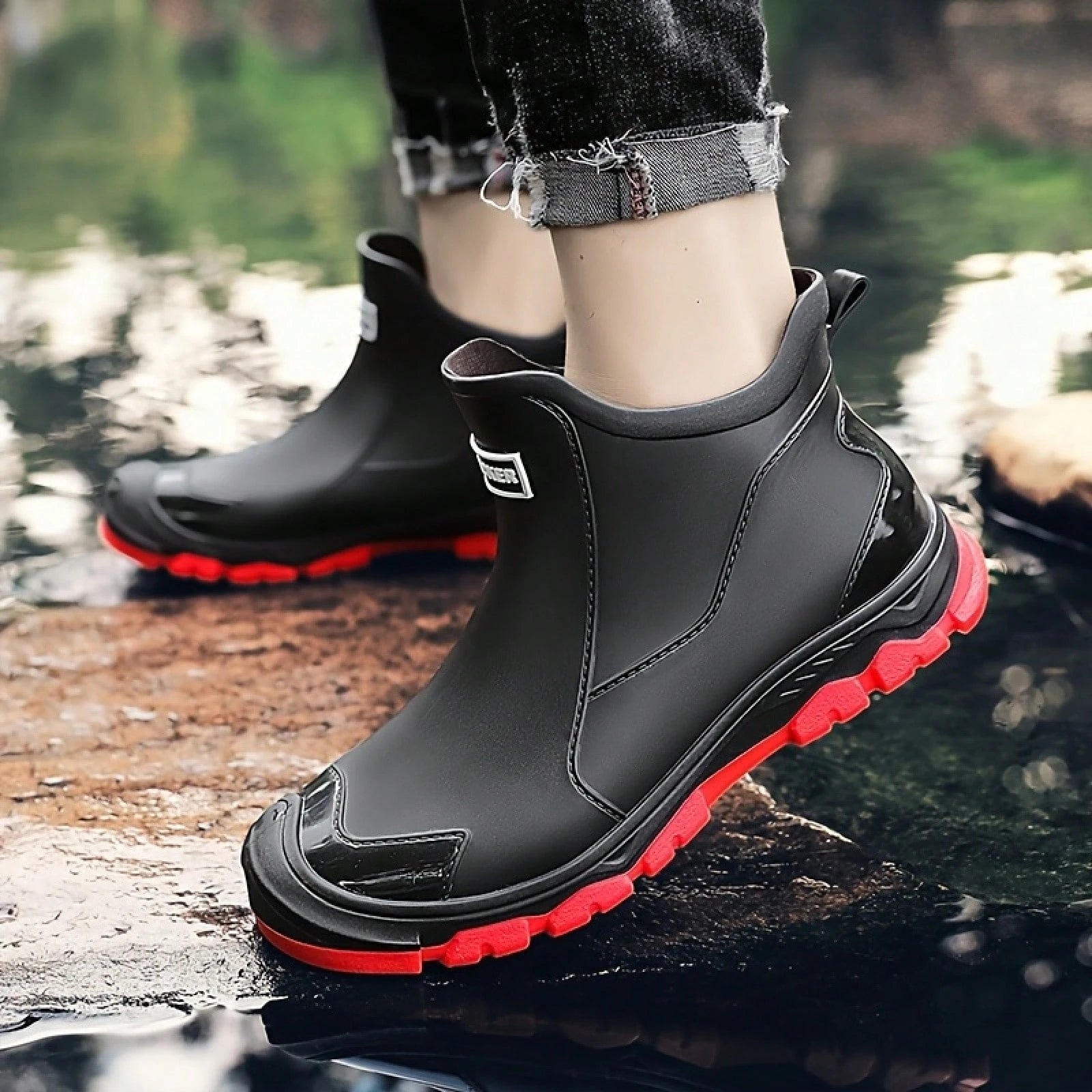 MUXLKINA Plus Size Unisex Rain Boots| Couple Short Anti-Slip Work Shoes For Fishing & Car Wash. All-Season.