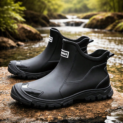 MUXLKINA Plus Size Unisex Rain Boots| Couple Short Anti-Slip Work Shoes For Fishing & Car Wash. All-Season.