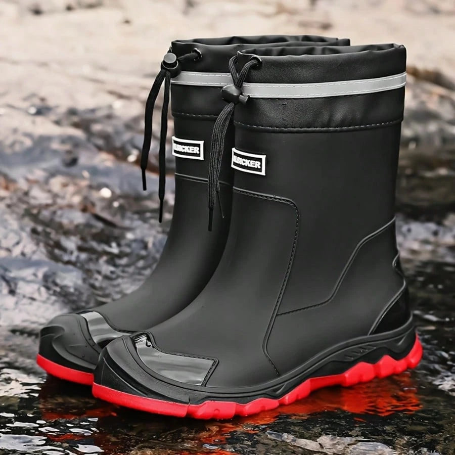 MUXLKINA Waterproof Unisex Hiking Rain Boots, Anti-Slip Mid-Calf Outdoor Shoes, Comfortable Rainforest Work Footwear