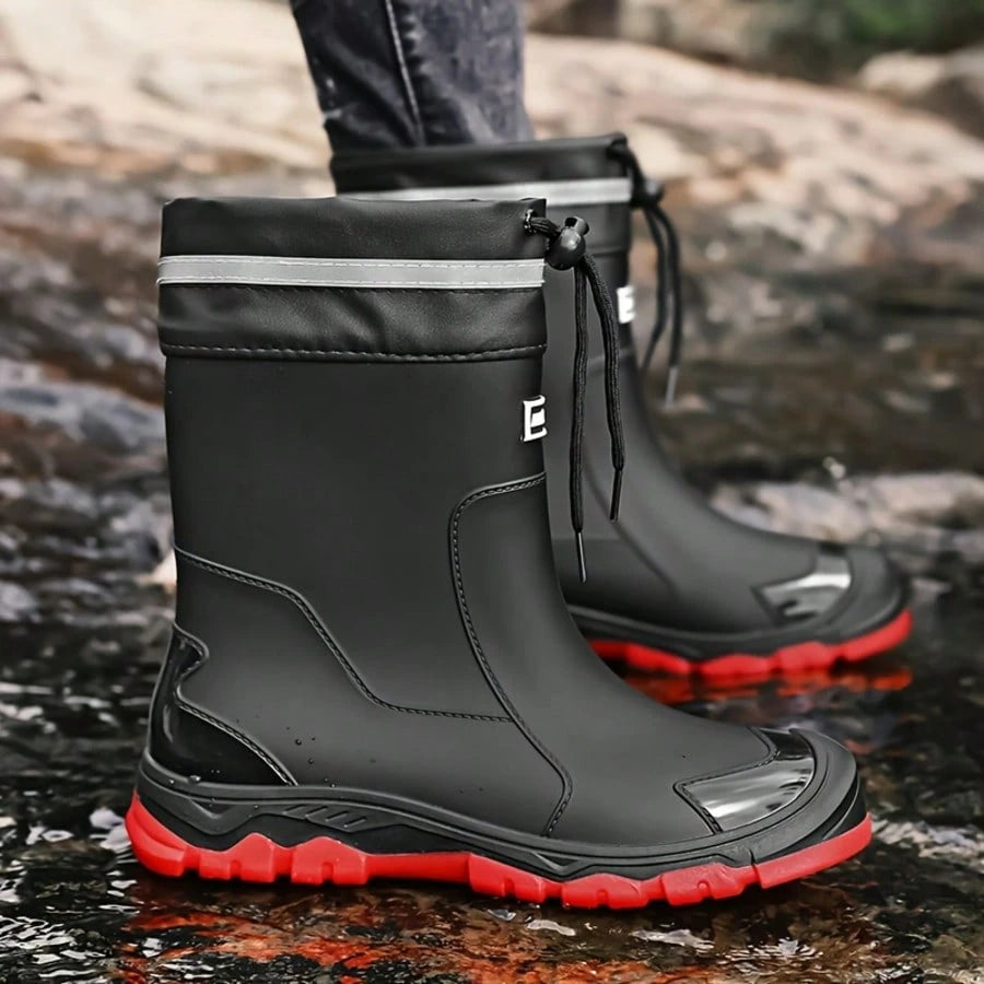 MUXLKINA Waterproof Unisex Hiking Rain Boots, Anti-Slip Mid-Calf Outdoor Shoes, Comfortable Rainforest Work Footwear