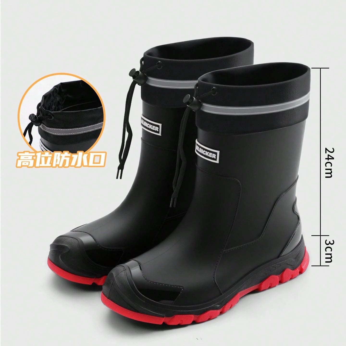 MUXLKINA Waterproof Unisex Hiking Rain Boots, Anti-Slip Mid-Calf Outdoor Shoes, Comfortable Rainforest Work Footwear