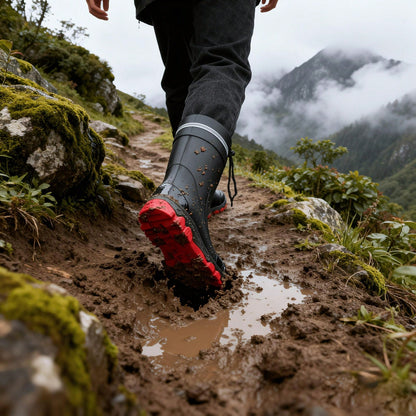 MUXLKINA Waterproof Unisex Hiking Rain Boots, Anti-Slip Mid-Calf Outdoor Shoes, Comfortable Rainforest Work Footwear