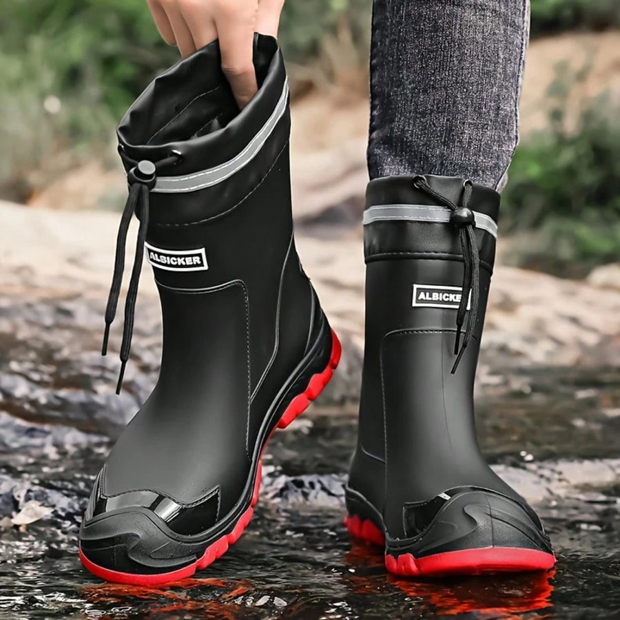 MUXLKINA Waterproof Unisex Hiking Rain Boots, Anti-Slip Mid-Calf Outdoor Shoes, Comfortable Rainforest Work Footwear