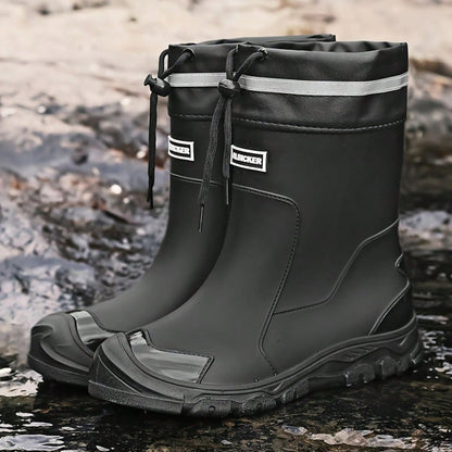 MUXLKINA Waterproof Unisex Hiking Rain Boots, Anti-Slip Mid-Calf Outdoor Shoes, Comfortable Rainforest Work Footwear