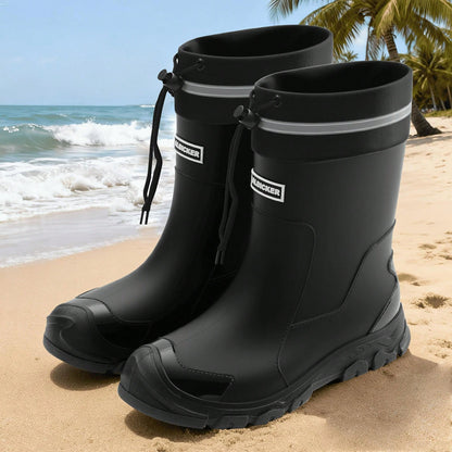 MUXLKINA Waterproof Unisex Hiking Rain Boots, Anti-Slip Mid-Calf Outdoor Shoes, Comfortable Rainforest Work Footwear