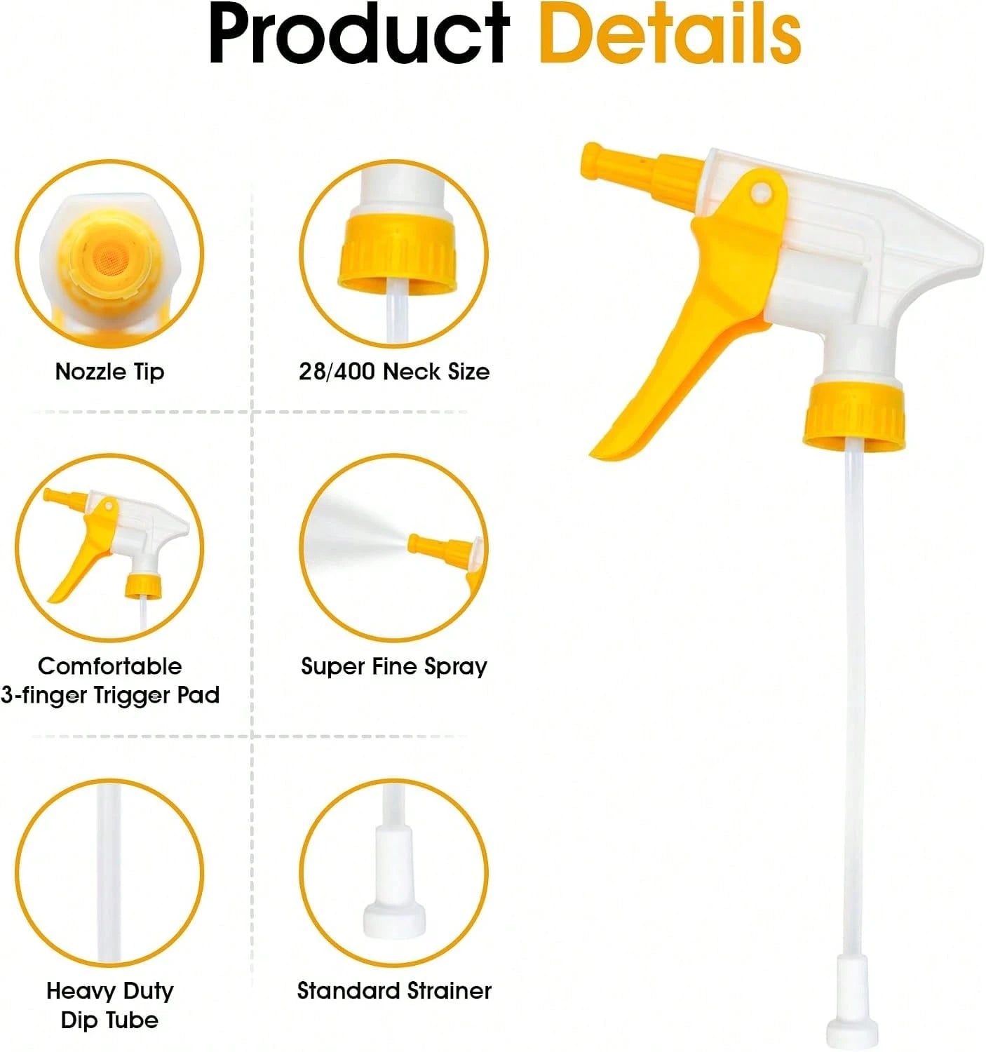 Nanoskin 6-Pack Heavy-Duty Foamer Trigger Sprayer U2013 High-Volume, Comfortable Grip, Acid-Resistant, Durable Design, 9 1_4" Dip Tube| Ideal For Professional Auto Detailing And Cleaning Applicat