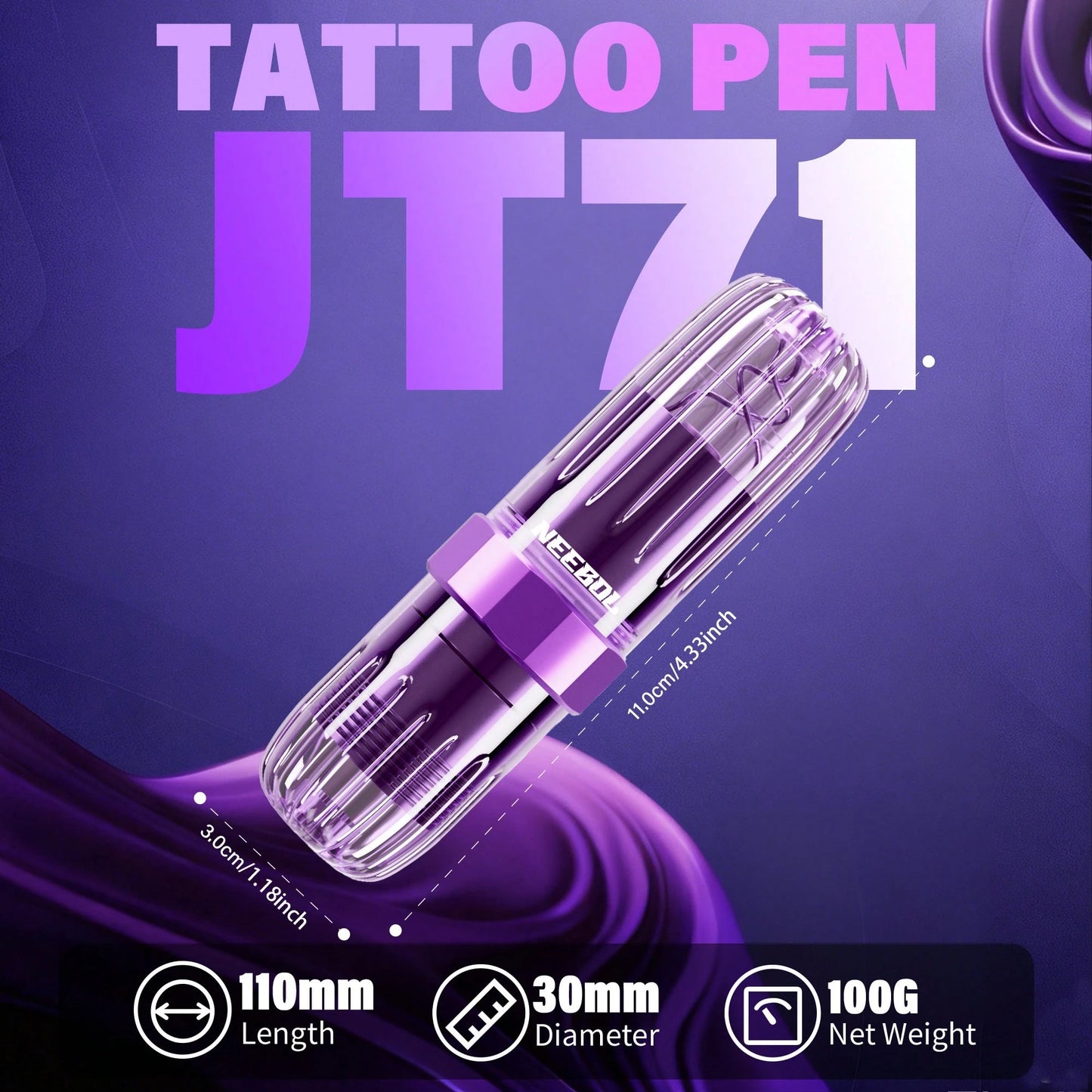 NEEBOL Tattoo Pen Kit, Tattoo Machine Tattoo Gun Transparent Appearance, 4 Macaron Colors, 20 Cartridge Needles, 35ml Ink, Complete Tattoo Pen Kit, Holiday Festival Gifts For Tattoo Beginners And Arti