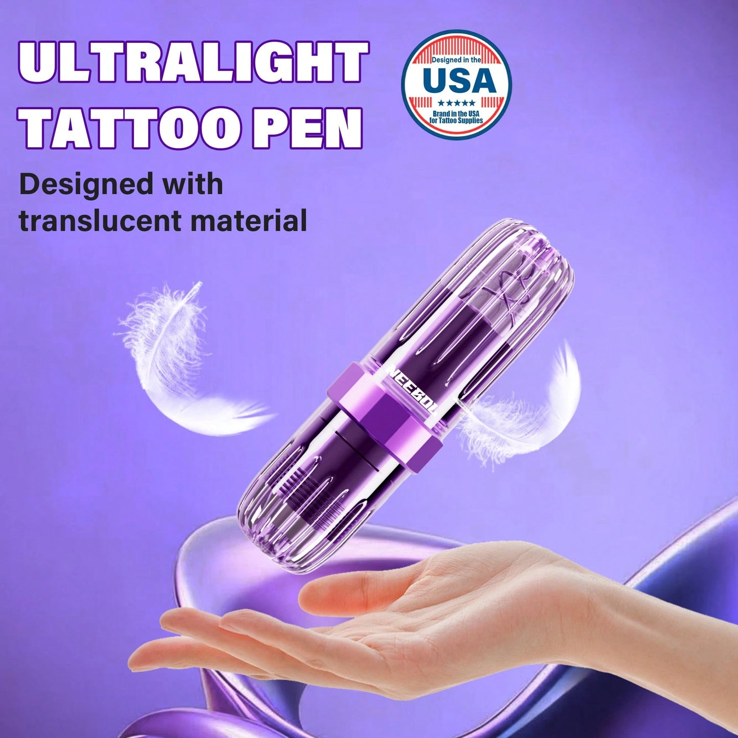NEEBOL Tattoo Pen Kit, Tattoo Machine Tattoo Gun Transparent Appearance, 4 Macaron Colors, 20 Cartridge Needles, 35ml Ink, Complete Tattoo Pen Kit, Holiday Festival Gifts For Tattoo Beginners And Arti