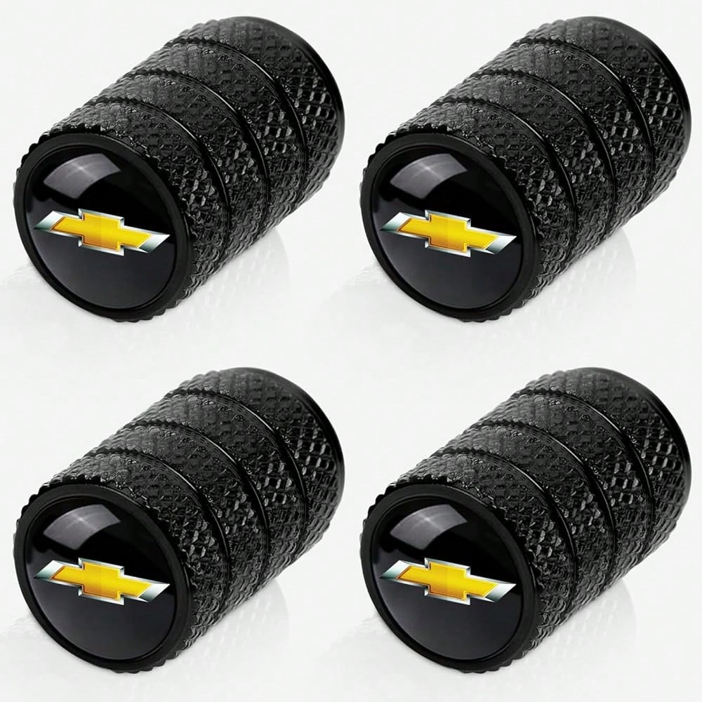 NEW- 4pcs Tire Valve Stem Caps, Compatible With Chevrolet Chevy Series Stem Cap Universal Car Air Cover Car Accessories For Cars, SUV, Truck, Motorcycles Black