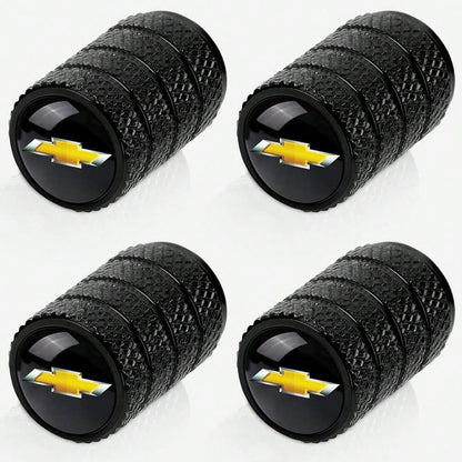 NEW- 4pcs Tire Valve Stem Caps, Compatible With Chevrolet Chevy Series Stem Cap Universal Car Air Cover Car Accessories For Cars, SUV, Truck, Motorcycles Black