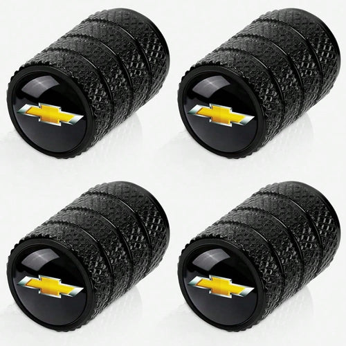 NEW- 4pcs Tire Valve Stem Caps, Compatible With Chevrolet Chevy Series Stem Cap Universal Car Air Cover Car Accessories For Cars, SUV, Truck, Motorcycles Black