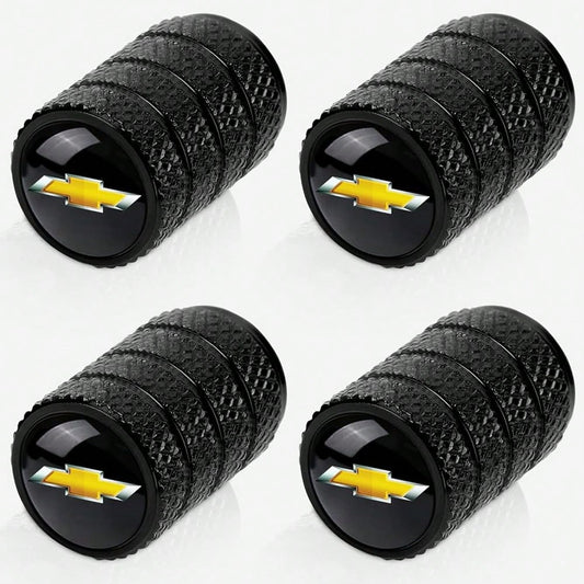 NEW- 4pcs Tire Valve Stem Caps, Compatible With Chevrolet Chevy Series Stem Cap Universal Car Air Cover Car Accessories For Cars, SUV, Truck, Motorcycles Black