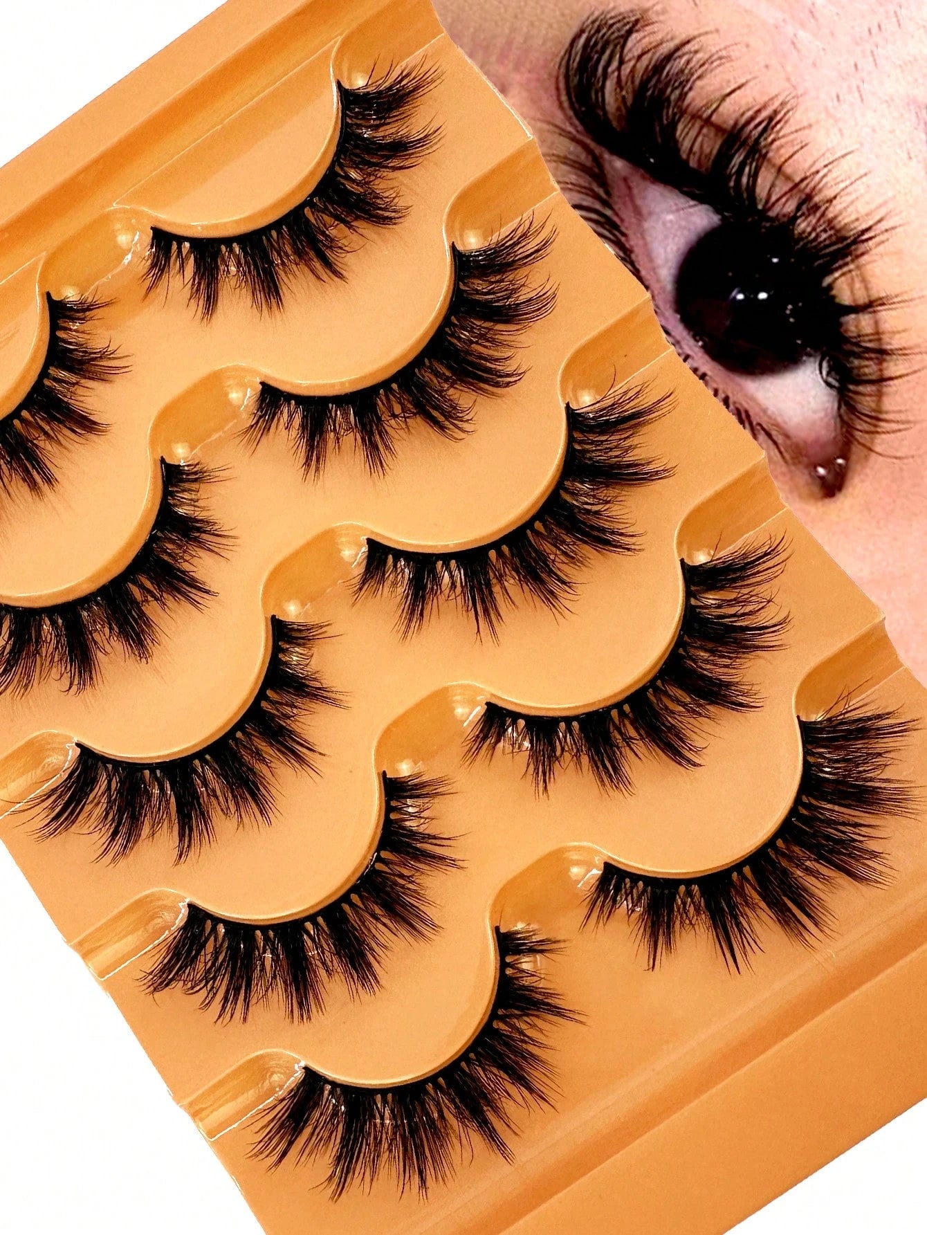 New 5Pairs Manga Lashes Cat Eye Lashes Faux Mink Eyelashes Fox Eye Eyelashes Natural Full False Eyelashes Cosplay Travel Essentials Makeup Tools Strip Lashes, Lashes, Eyelashes, Fake Lashes