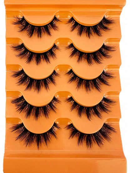New 5Pairs Manga Lashes Cat Eye Lashes Faux Mink Eyelashes Fox Eye Eyelashes Natural Full False Eyelashes Cosplay Travel Essentials Makeup Tools Strip Lashes, Lashes, Eyelashes, Fake Lashes