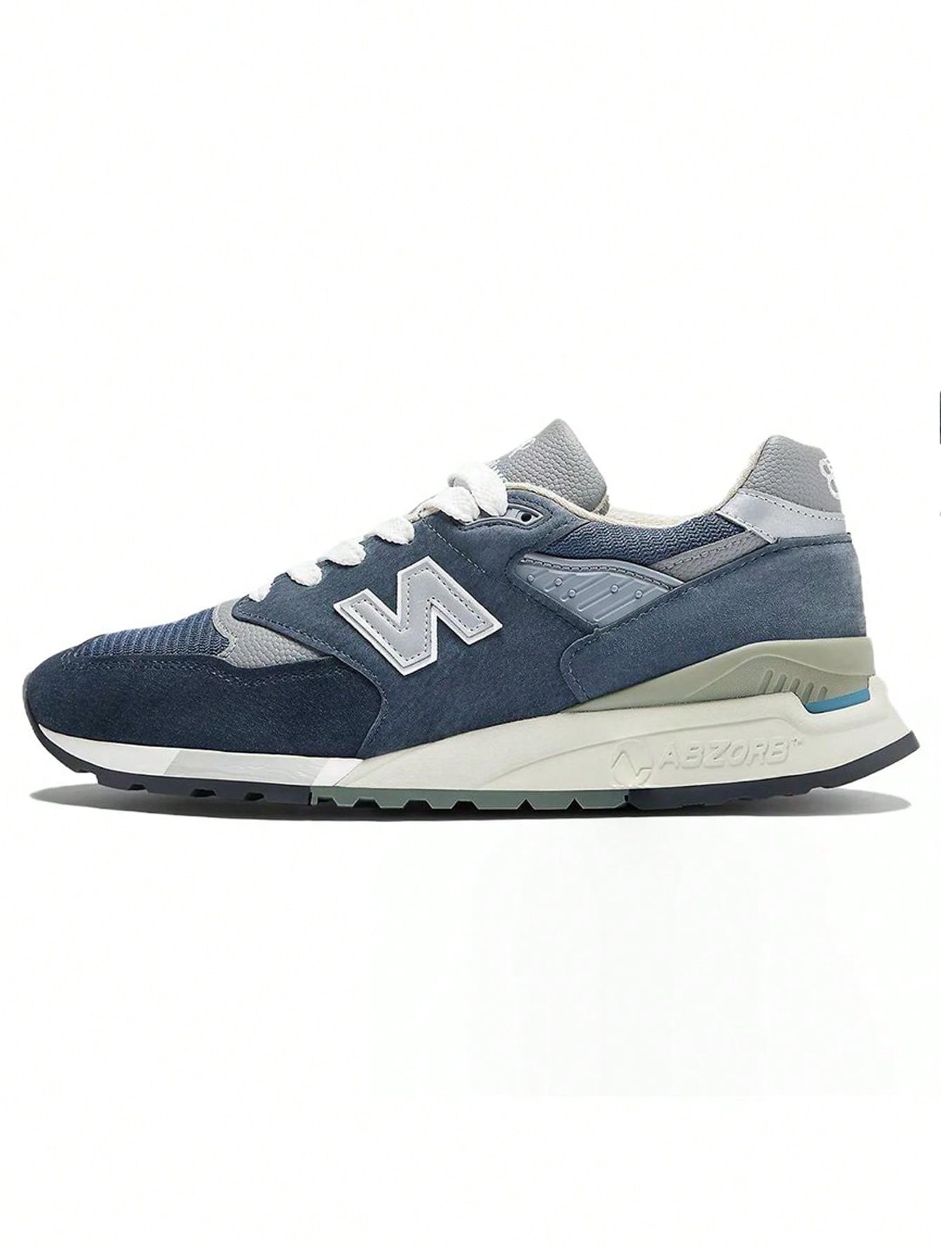 New Balance 998 Men's Sneakers, Navy/Grey Mesh Lace-Up Athletic Shoes For Daily Walking
