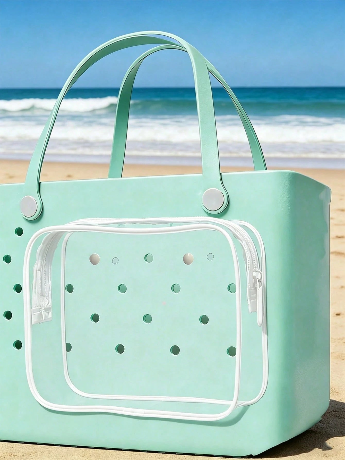 New Bogg Beach Makeup Bag, Beach Accessories, Toiletry Bag, Travel Accessories; Travel Essentials; Multi-Color Detachable Decorative Accessories, Suitable For Decorative Charms, Suitable For Travel An