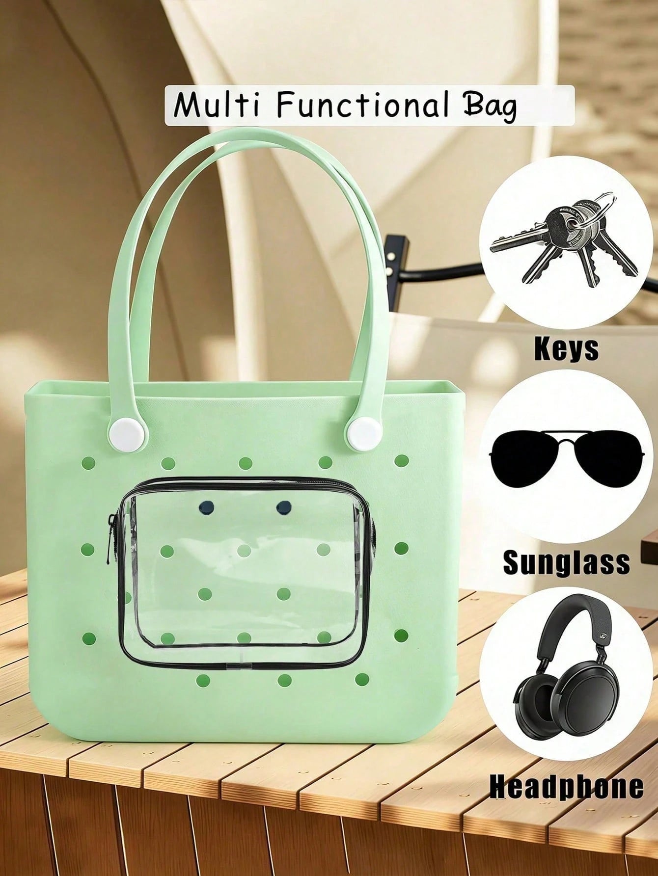 New Bogg Beach Makeup Bag, Beach Accessories, Toiletry Bag, Travel Accessories; Travel Essentials; Multi-Color Detachable Decorative Accessories, Suitable For Decorative Charms, Suitable For Travel An