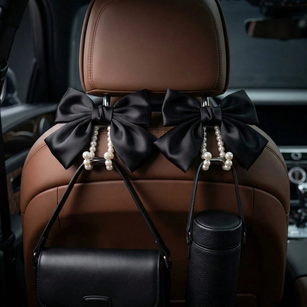 New Bowknot Pearl Car Seat Hook, Creative Car Seat Storage Hook For Umbrella, Drinks, Gifts For Women, 1pc 2pcs
