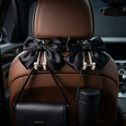 New Bowknot Pearl Car Seat Hook, Creative Car Seat Storage Hook For Umbrella, Drinks, Gifts For Women, 1pc 2pcs