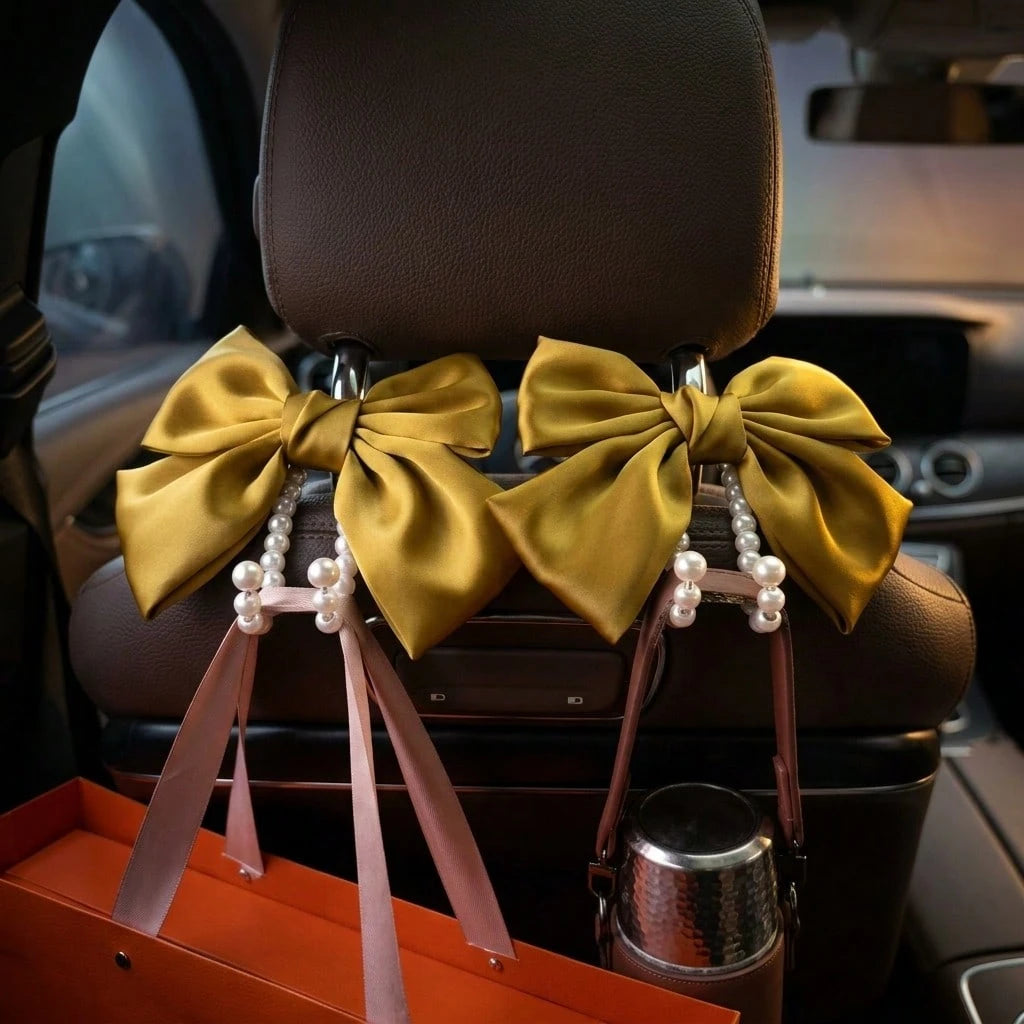 New Bowknot Pearl Car Seat Hook, Creative Car Seat Storage Hook For Umbrella, Drinks, Gifts For Women, 1pc 2pcs