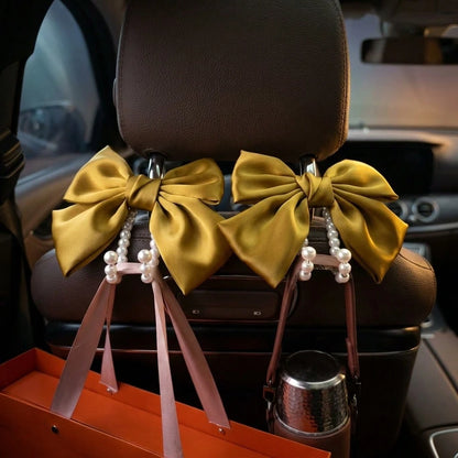 New Bowknot Pearl Car Seat Hook, Creative Car Seat Storage Hook For Umbrella, Drinks, Gifts For Women, 1pc 2pcs