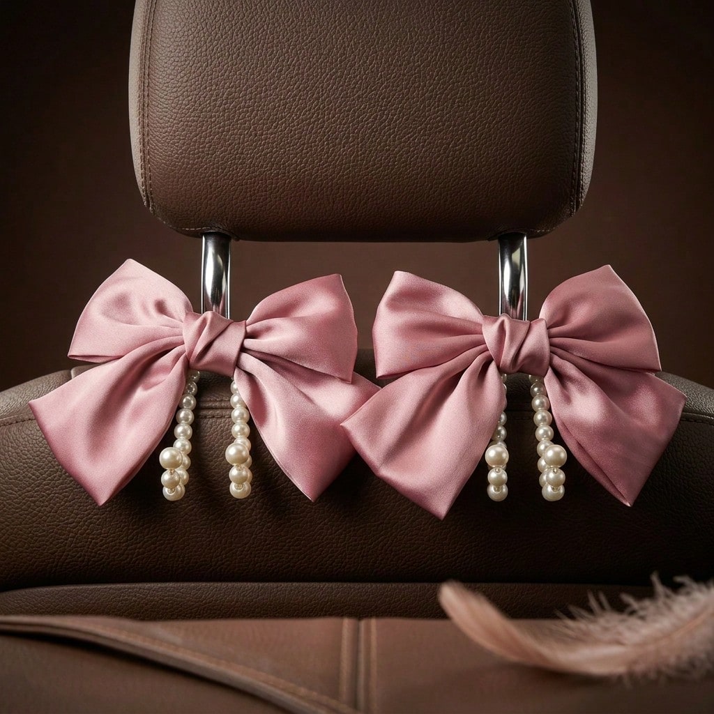 New Bowknot Pearl Car Seat Hook, Creative Car Seat Storage Hook For Umbrella, Drinks, Gifts For Women, 1pc 2pcs