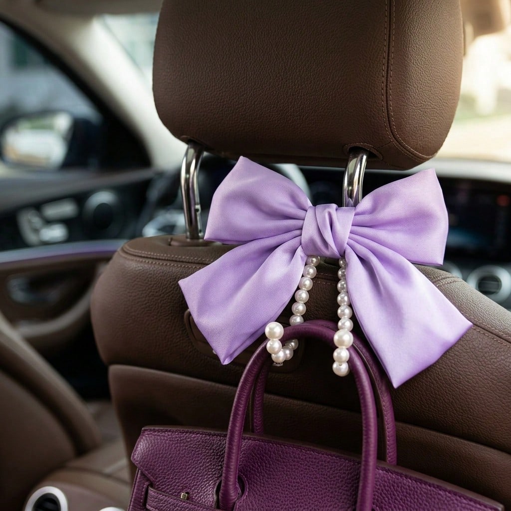 New Bowknot Pearl Car Seat Hook, Creative Car Seat Storage Hook For Umbrella, Drinks, Gifts For Women, 1pc 2pcs