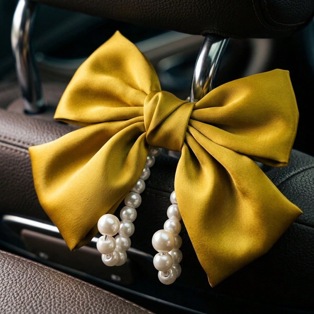 New Bowknot Pearl Car Seat Hook, Creative Car Seat Storage Hook For Umbrella, Drinks, Gifts For Women, 1pc 2pcs