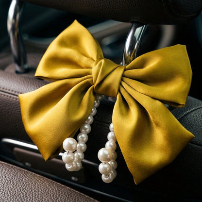 New Bowknot Pearl Car Seat Hook, Creative Car Seat Storage Hook For Umbrella, Drinks, Gifts For Women, 1pc 2pcs