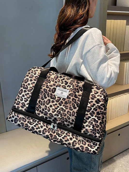 New Large Capacity Multi-Function Travel Bag, Cow Print, Zebra Print, Letter, Leopard Print, Unisex, Student, Fashion Casual Bag, Couple Travel Bag, Valentine's Day Gift, Waterproof Fabric, Travel Bac