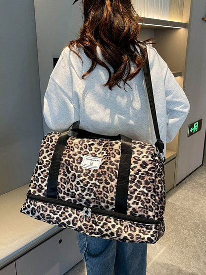New Large Capacity Multi-Function Travel Bag, Cow Print, Zebra Print, Letter, Leopard Print, Unisex, Student, Fashion Casual Bag, Couple Travel Bag, Valentine's Day Gift, Waterproof Fabric, Travel Bac