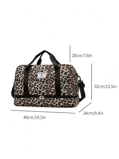 New Large Capacity Multi-Function Travel Bag, Cow Print, Zebra Print, Letter, Leopard Print, Unisex, Student, Fashion Casual Bag, Couple Travel Bag, Valentine's Day Gift, Waterproof Fabric, Travel Bac
