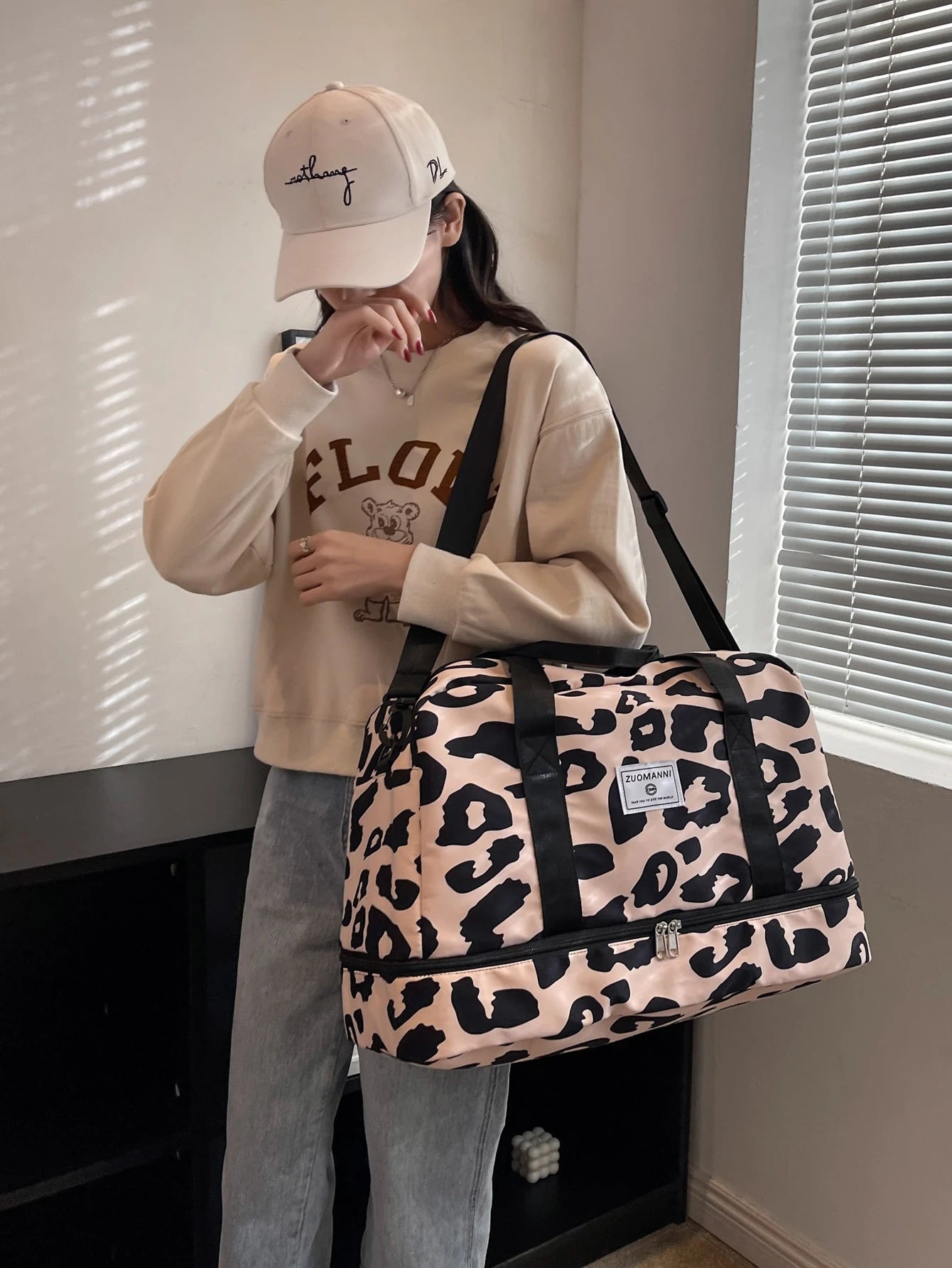 New Large Capacity Multi-Function Travel Bag, Cow Print, Zebra Print, Letter, Leopard Print, Unisex, Student, Fashion Casual Bag, Couple Travel Bag, Valentine's Day Gift, Waterproof Fabric, Travel Bac