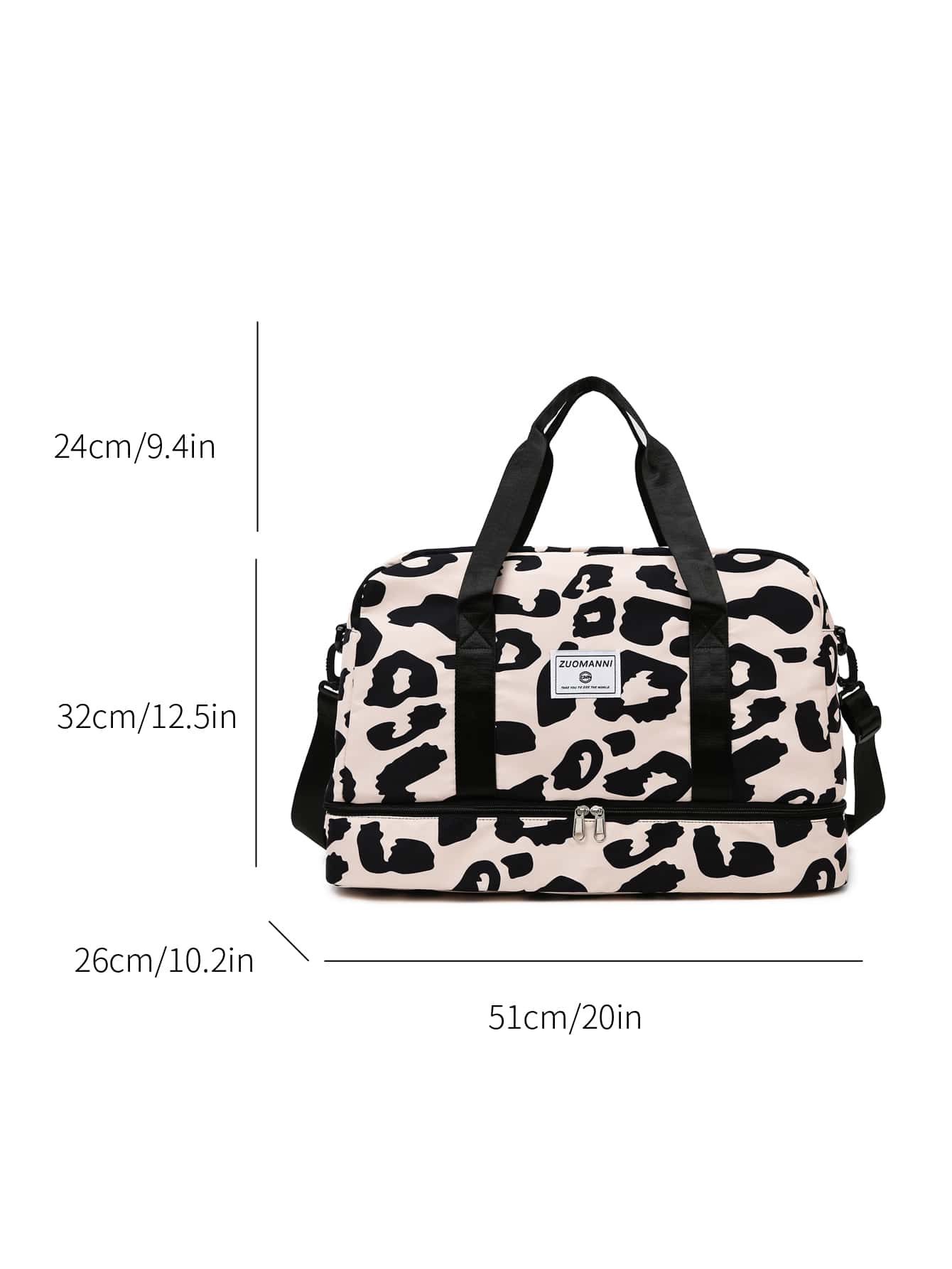 New Large Capacity Multi-Function Travel Bag, Cow Print, Zebra Print, Letter, Leopard Print, Unisex, Student, Fashion Casual Bag, Couple Travel Bag, Valentine's Day Gift, Waterproof Fabric, Travel Bac