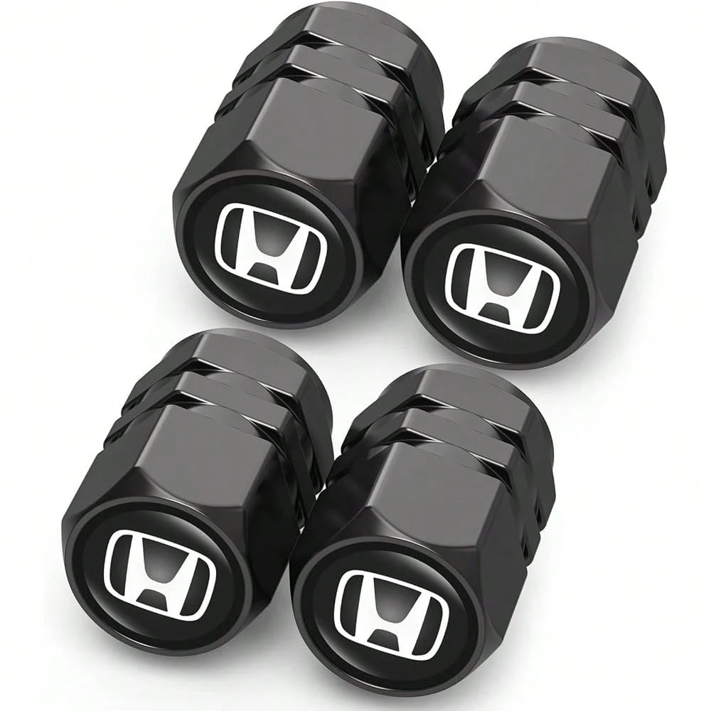 NEW- Tire Valve Caps, Valve Stem Caps Fit Accord Civic Fit CRV Pilot EX CR-V EX-L Touring Pilot, Alloy Car Tire Caps For Corrosion Resistant Leak-Proof Car Accessories, Black