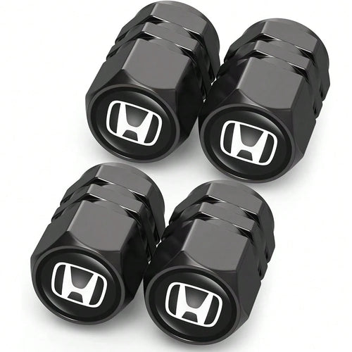 NEW- Tire Valve Caps, Valve Stem Caps Fit Accord Civic Fit CRV Pilot EX CR-V EX-L Touring Pilot, Alloy Car Tire Caps For Corrosion Resistant Leak-Proof Car Accessories, Black